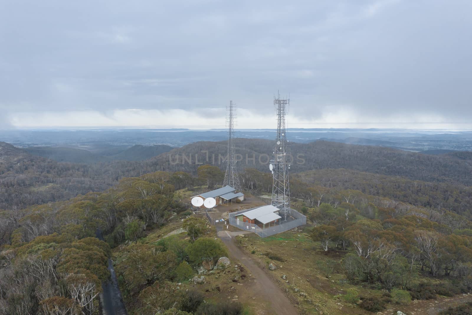 Communication towers on Mount Canobolas in regional Australia by WittkePhotos