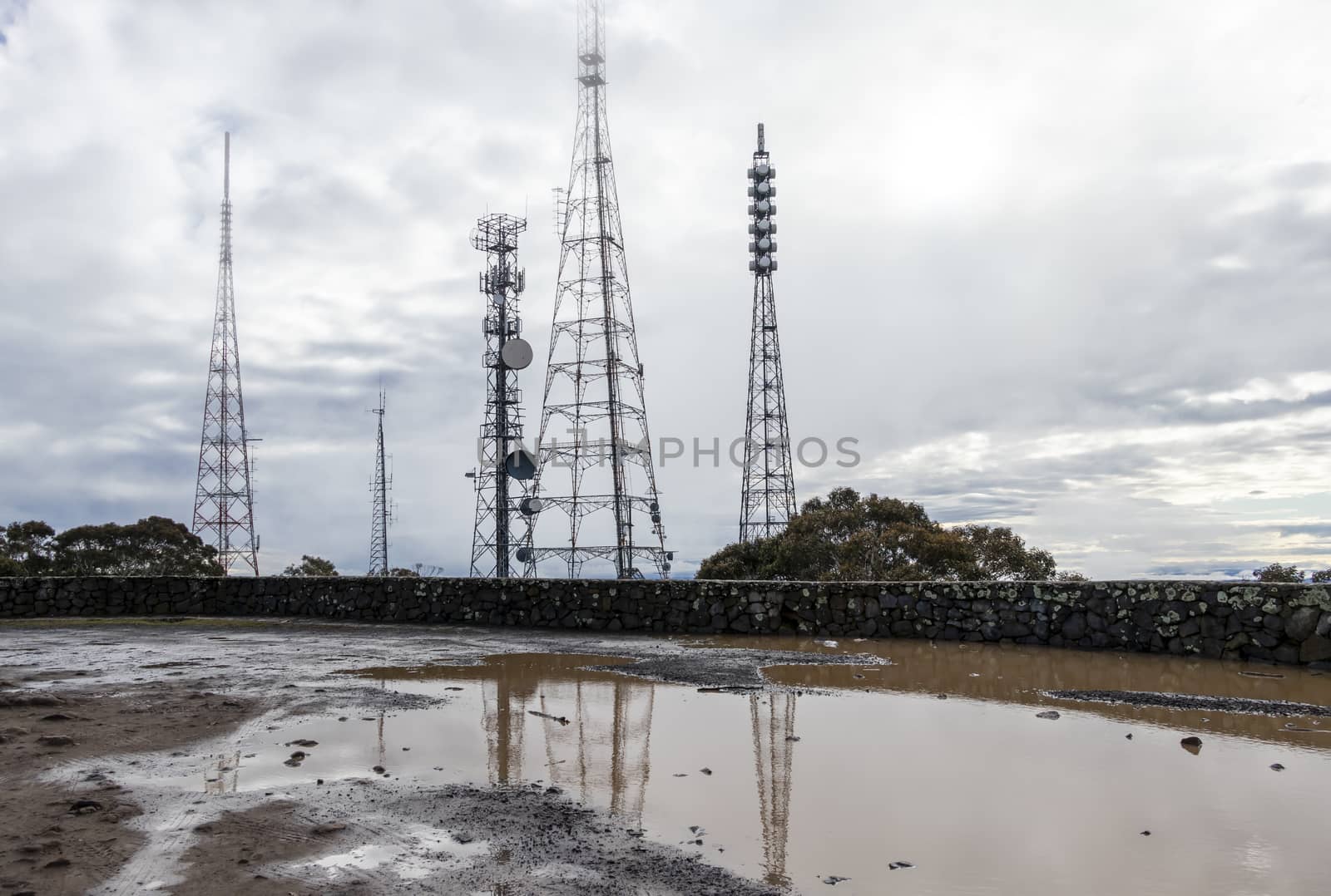 Communication towers on Mount Canobolas in the New South Wales regional town of Orange