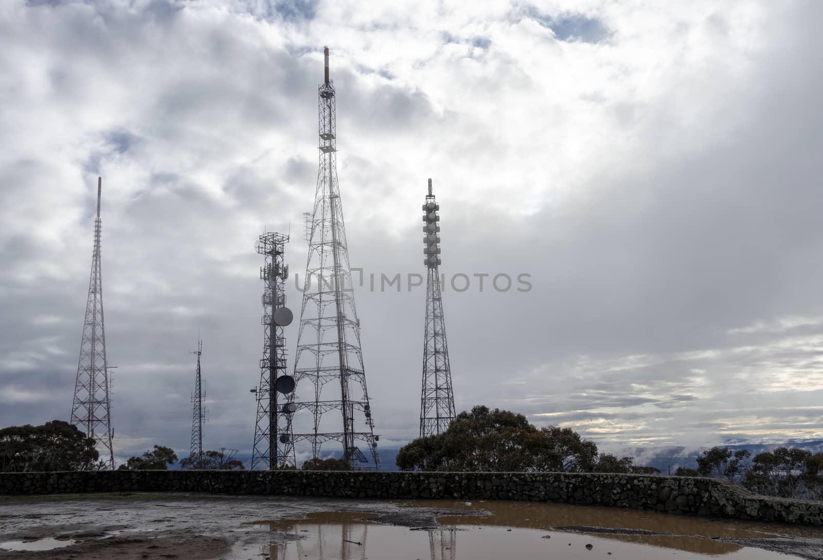 Communication towers on Mount Canobolas in the New South Wales regional town of Orange