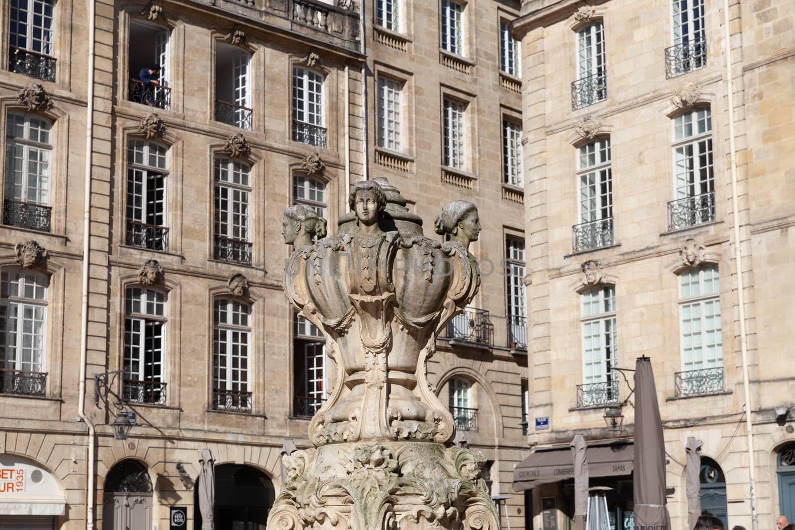 Parliament Square fountain close-up, Bordeaux, France by vlad-m