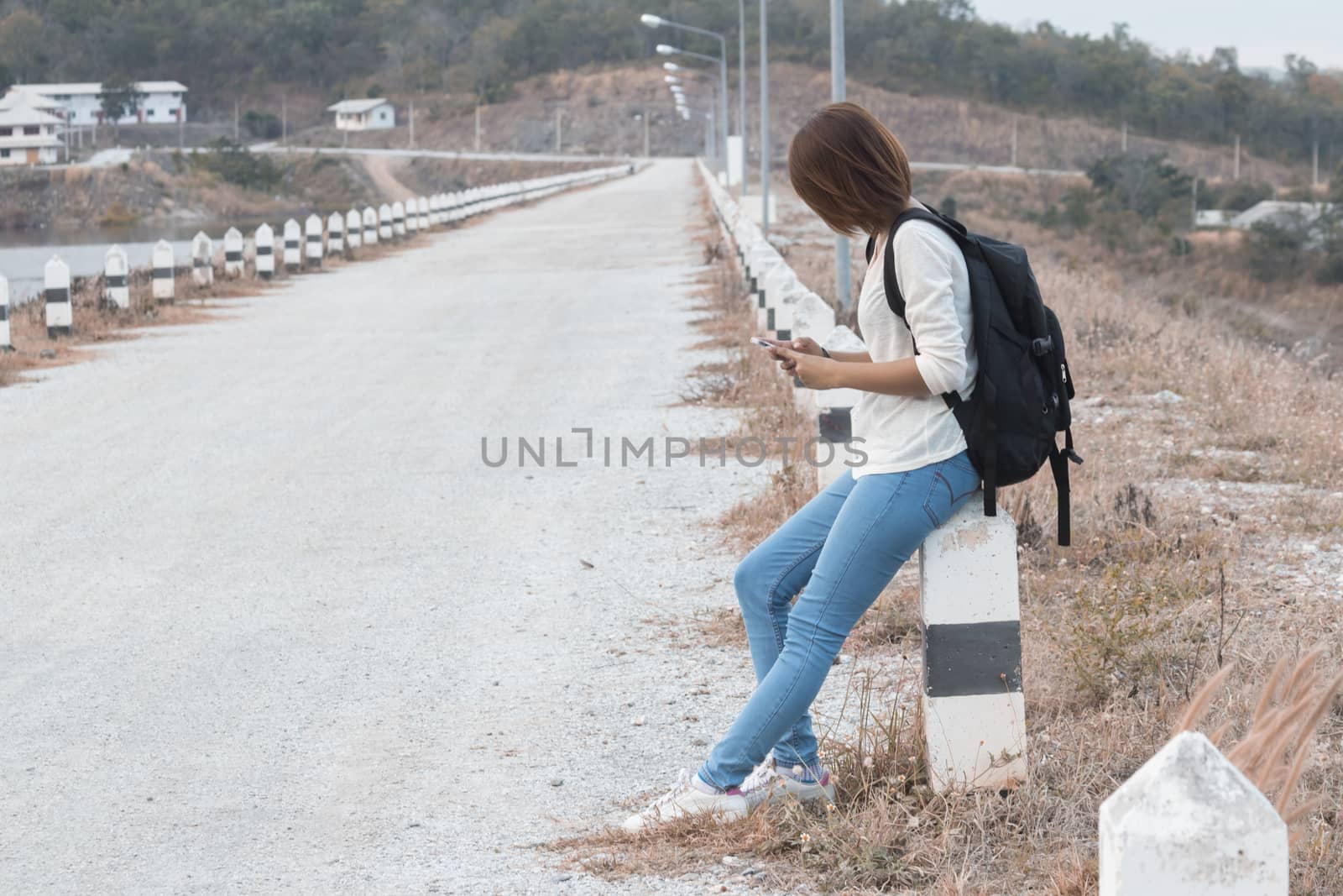 Woman hangout Traveling Holiday use smart phone