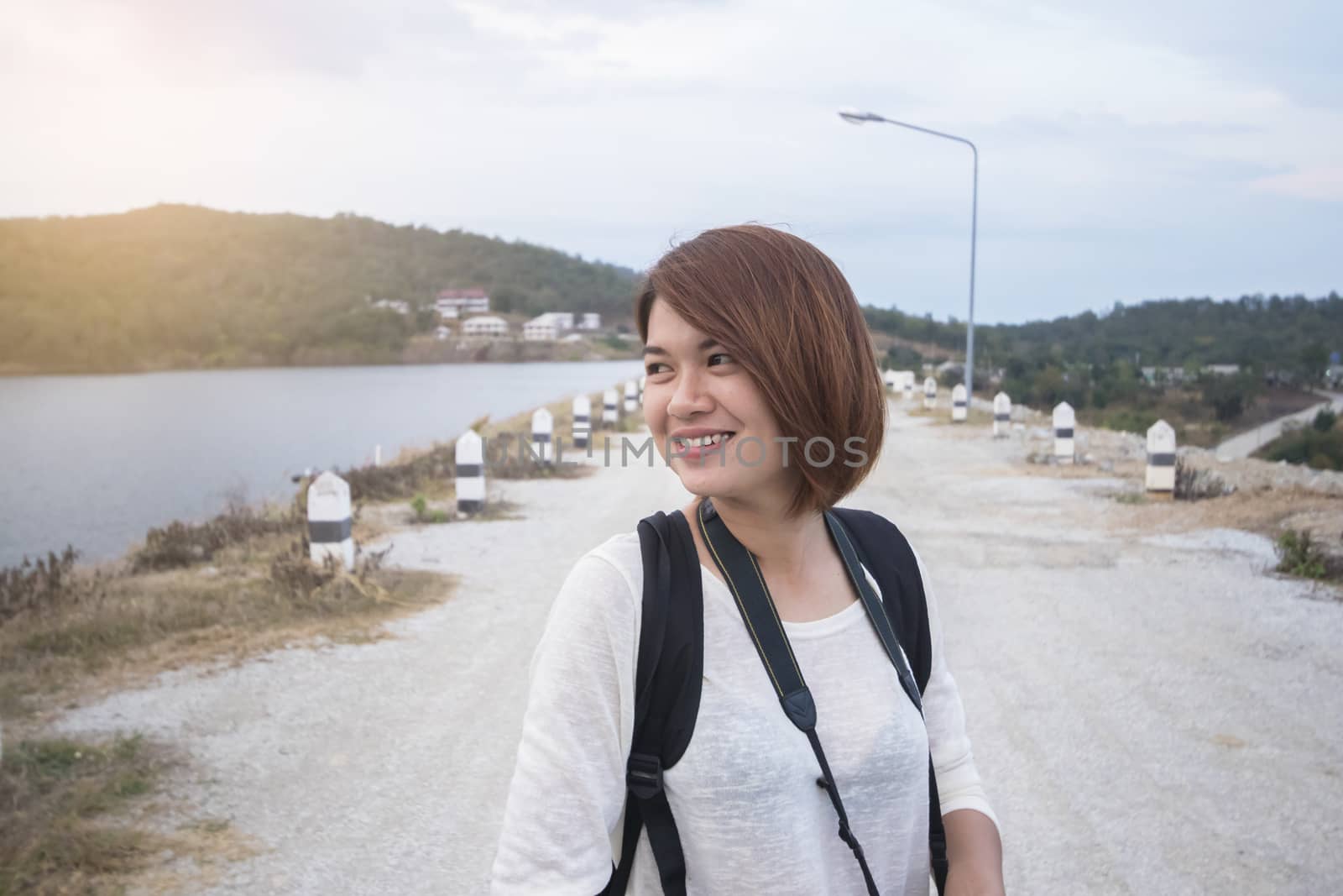 Smiling asian women outdoor