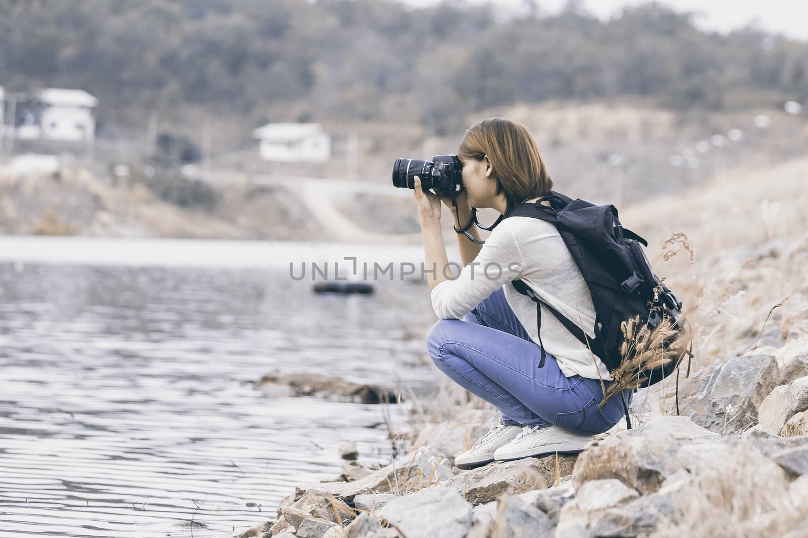 asian young woman talking pictures outdoors by Gobba17