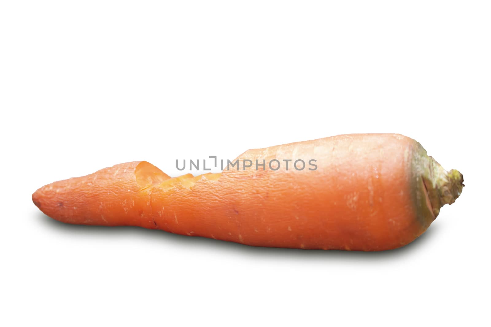 Bite carrot with isolated white background