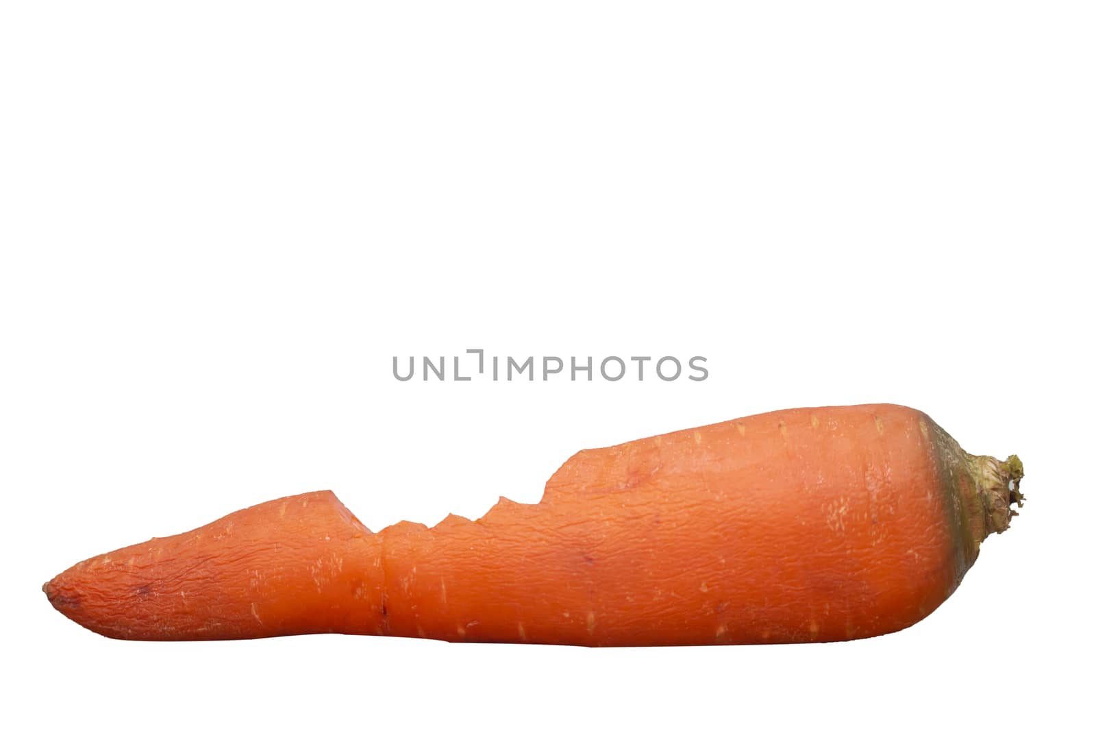 Bite carrot with isolated white background