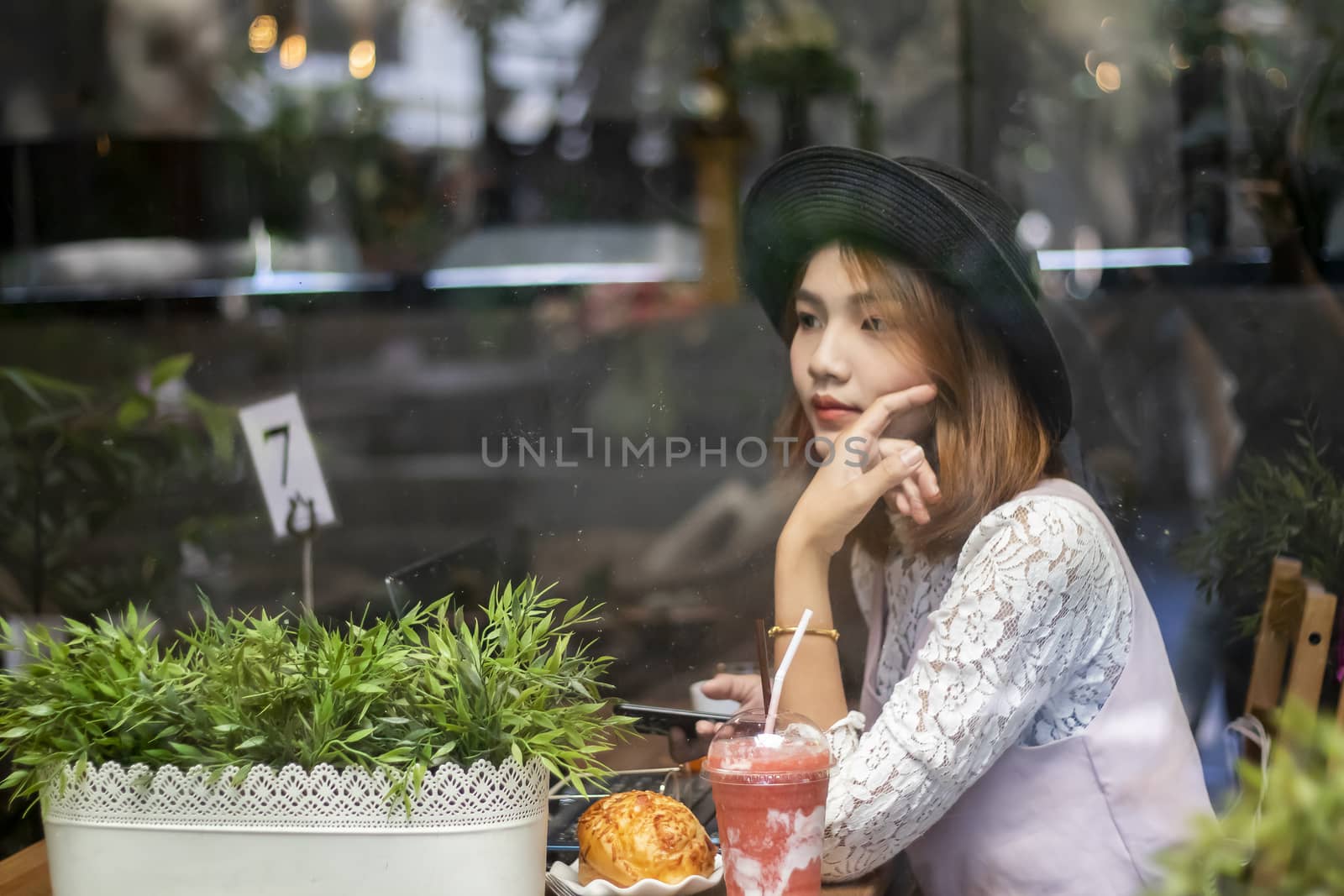 Portrait asian women in cafe