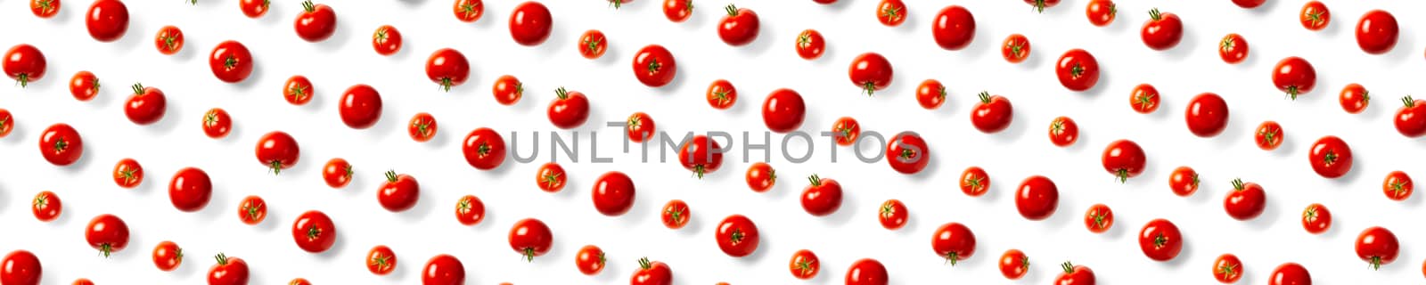creative background from red tomatoes. Abstract background. of isolated ripe Tomato on the white background not seamless pattern by PhotoTime