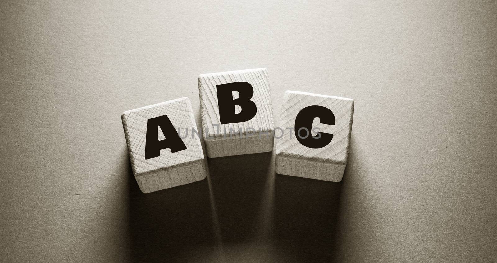 Alphabet English Word Written on Wooden Cubes