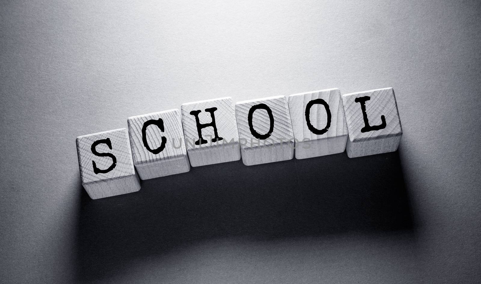 School Word Written on Wooden Cubes