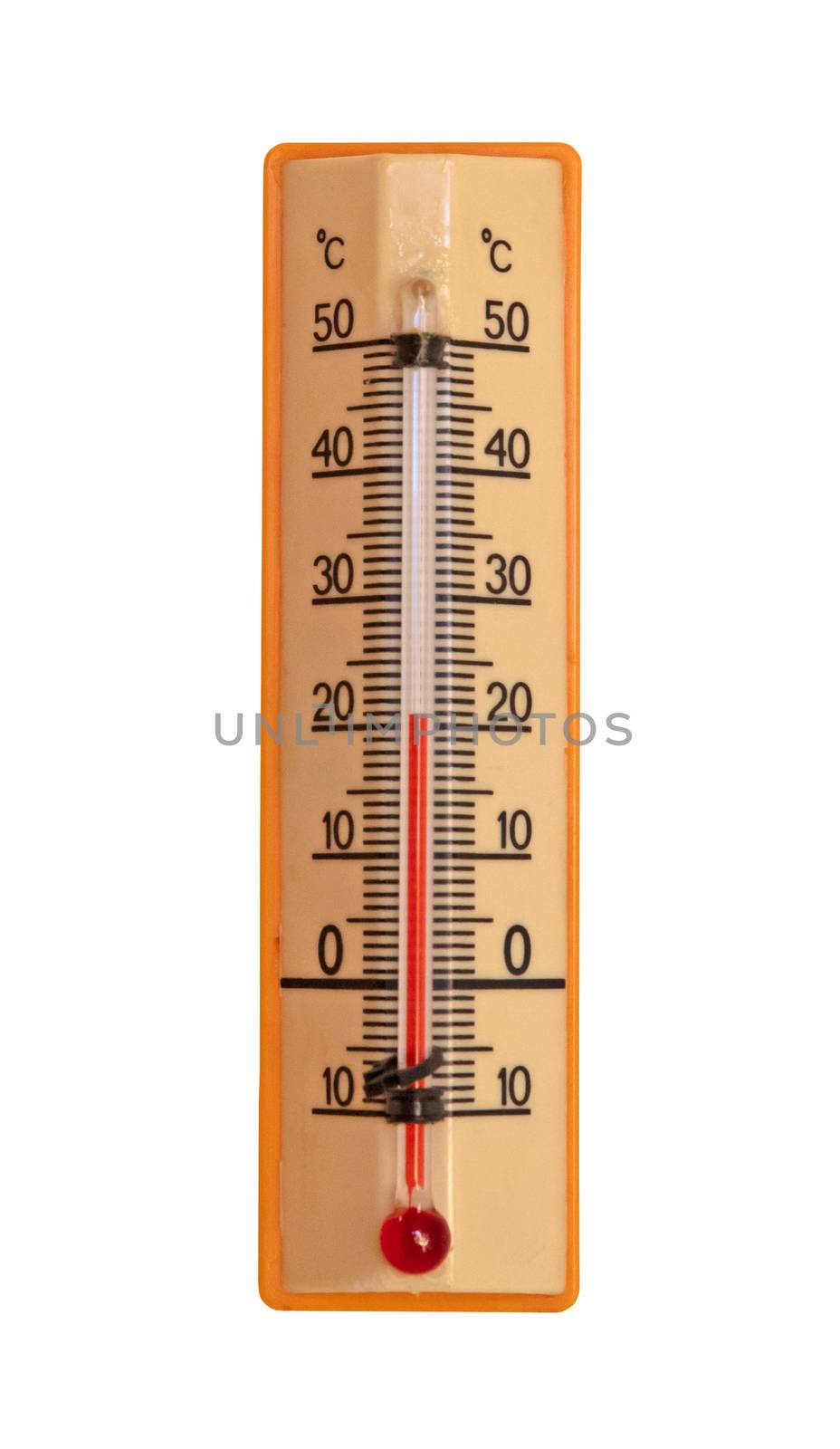 Imagine showing a plastic thermometer used to see outside temperature