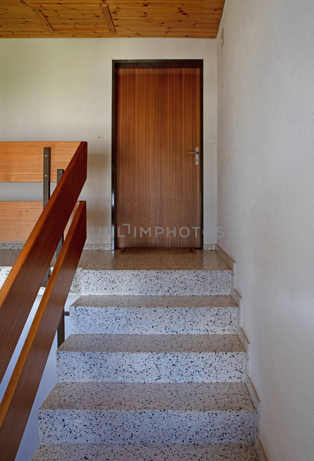 Staircase stairway in an building from the 80s, Switserland