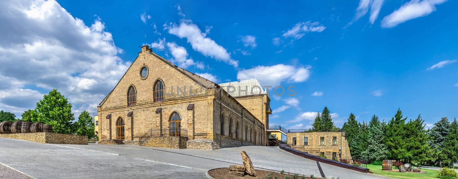 Vesele, Ukraine 07.24.2020. Prince Trubetskoy winery castle in  Kherson region, Ukraine, on a sunny summer day