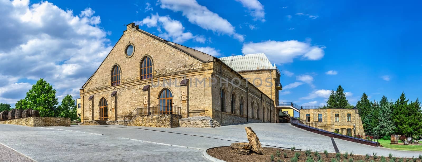 Vesele, Ukraine 07.24.2020. Prince Trubetskoy winery castle in  Kherson region, Ukraine, on a sunny summer day