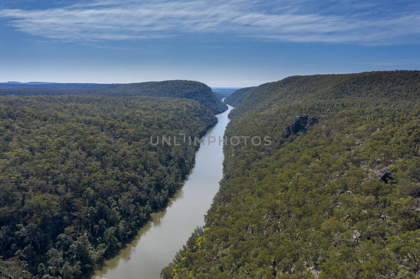 The Nepean River running through forest in regional New South Wales in Australia