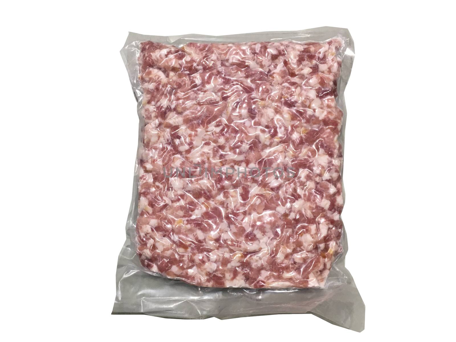 Raw rashers of bacon in package isolated on white background with clipping path by uphotopia