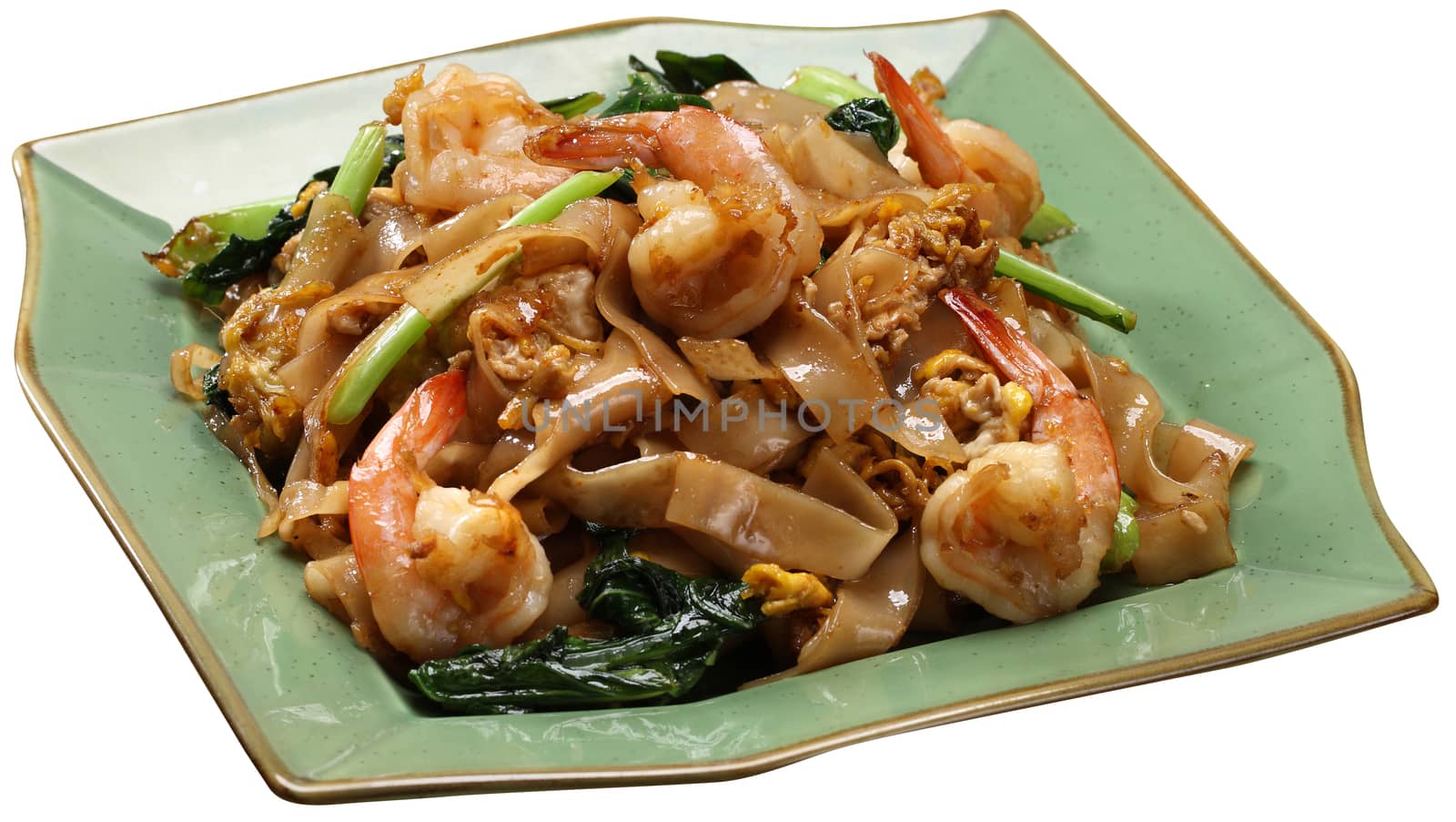 Stir Fried Rice Noodle isolated on white background with clipping path