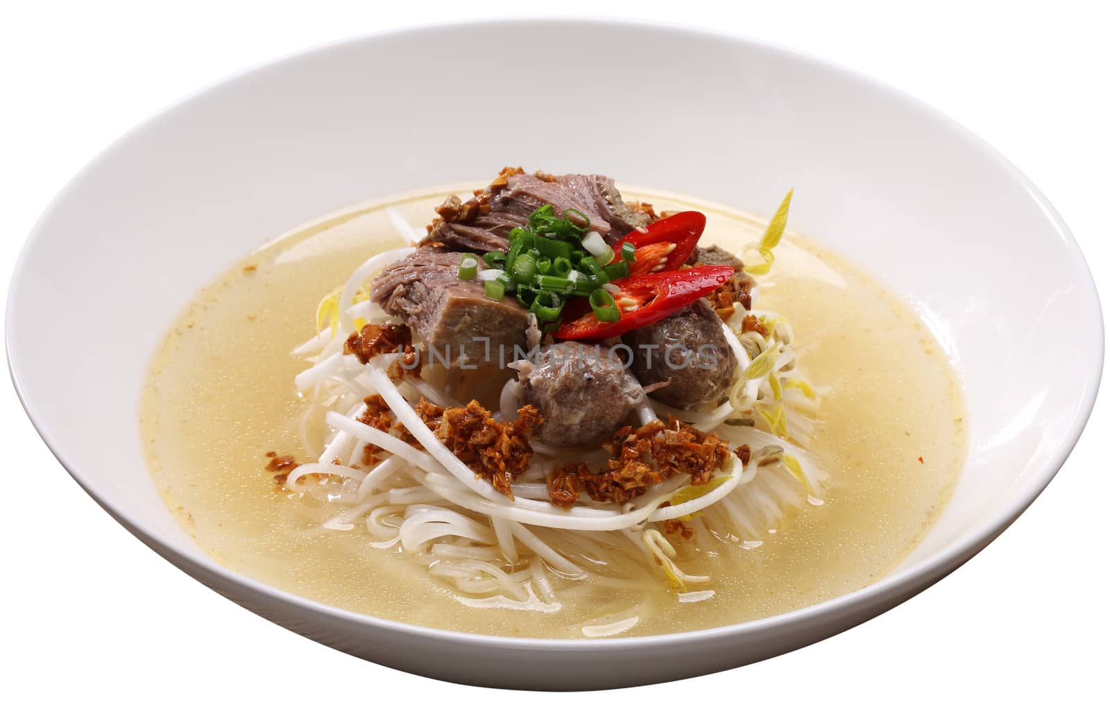 Thai Noodle Soup isolated on white background with clipping path