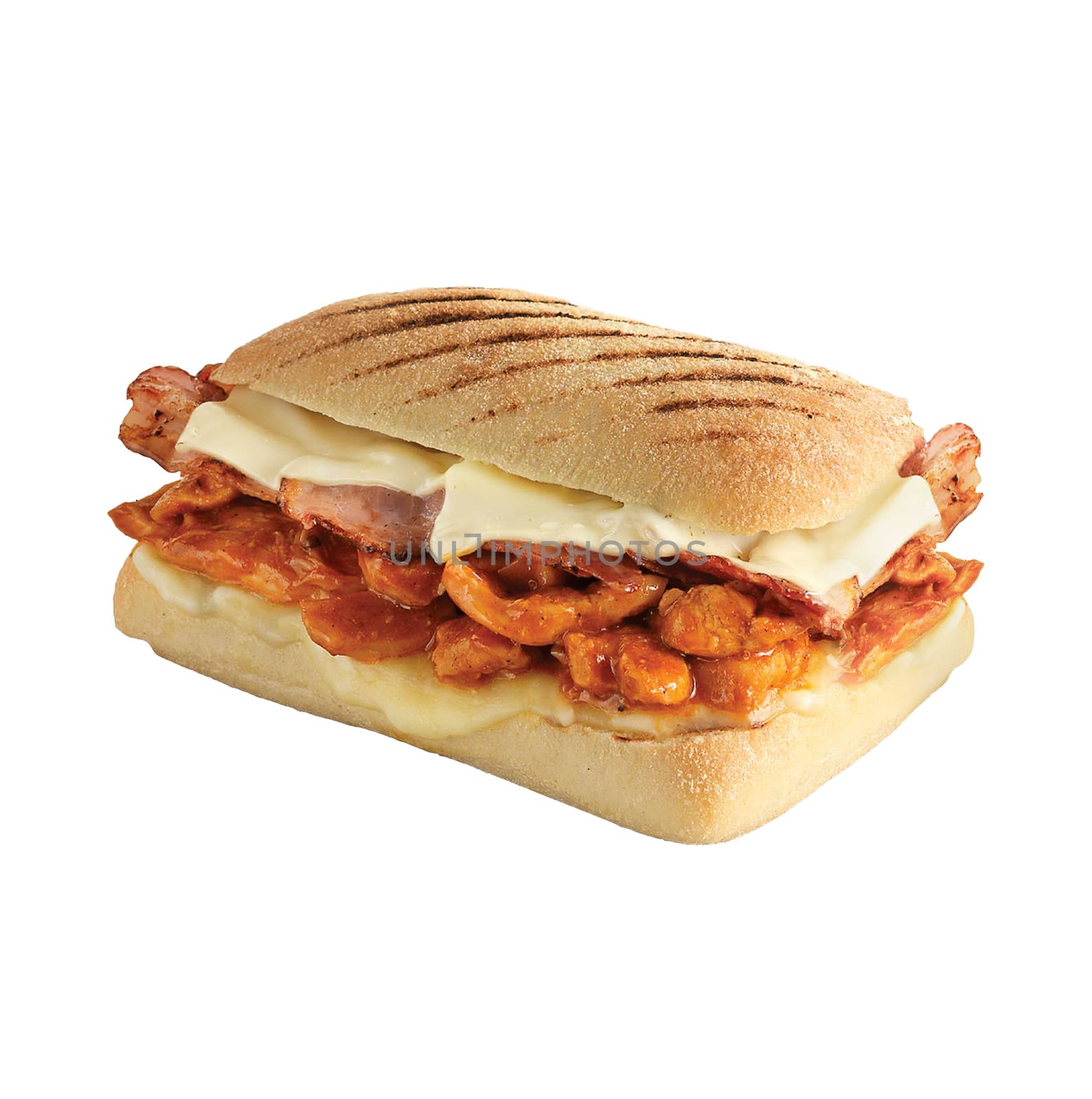 Bacon Sandwich isolated on white background with clipping path