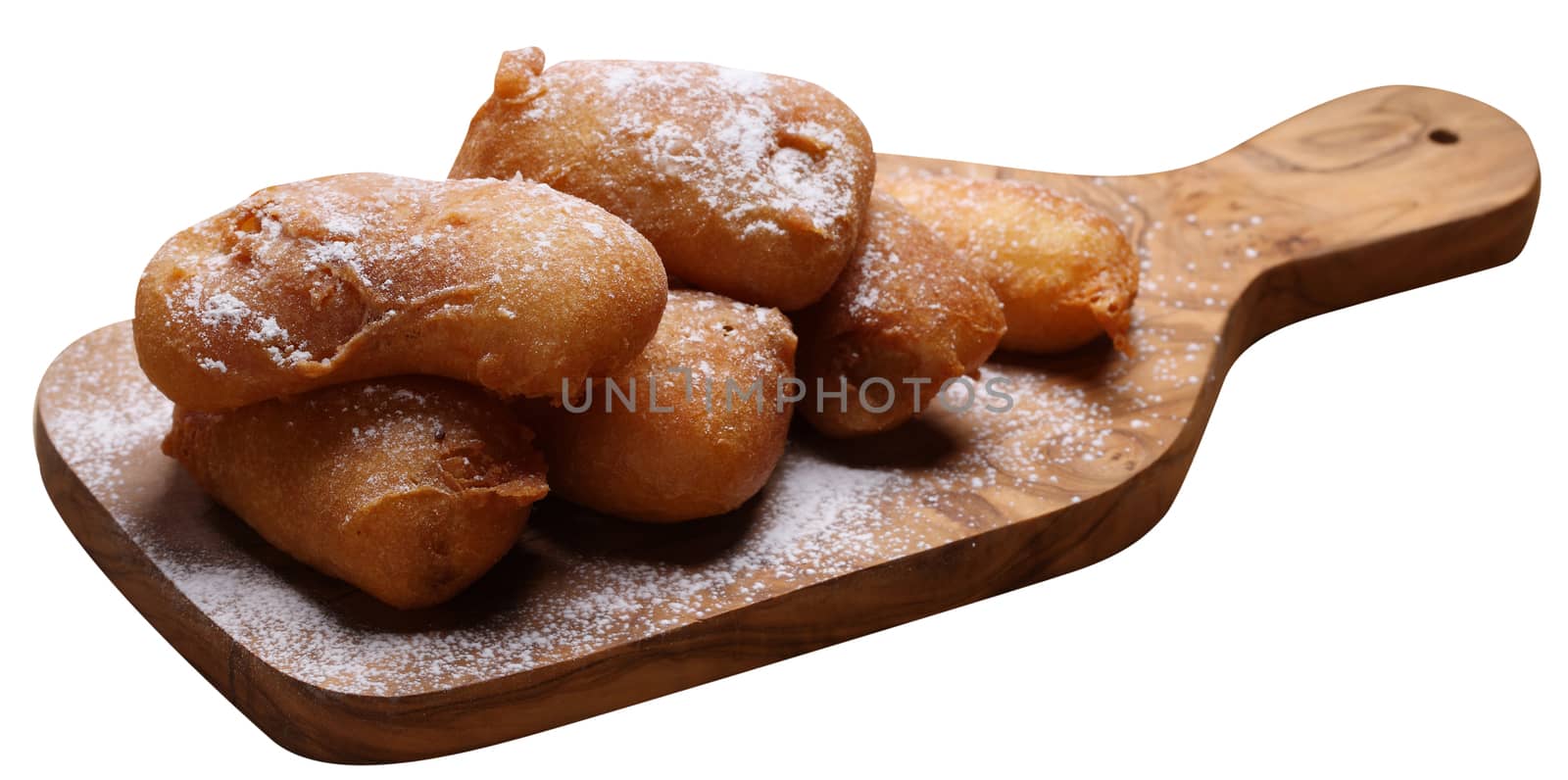 Deep Fried Banana Served with Condensed Milk isolated on white background with clipping path by uphotopia