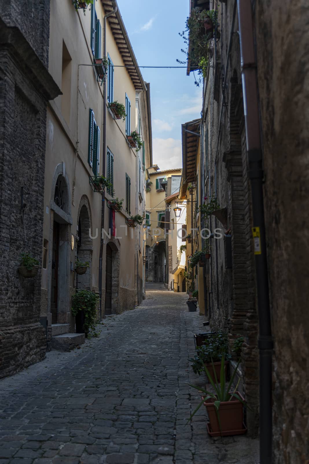 stroncone,italy september 11 2020:architecture of alleys and buildings in the country of stroncone