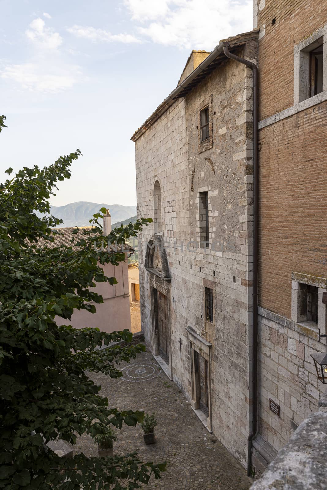 stroncone,italy september 11 2020:church of san michele arcangelo in the town of stroncone