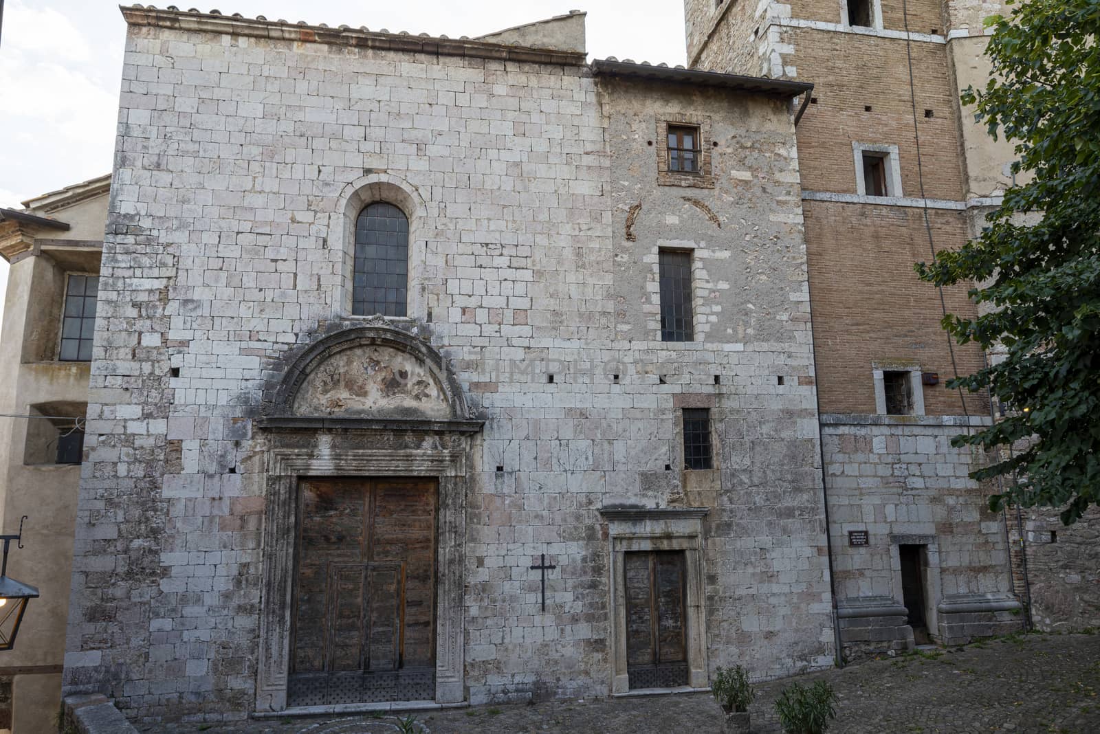 stroncone,italy september 11 2020:church of san michele arcangelo in the town of stroncone