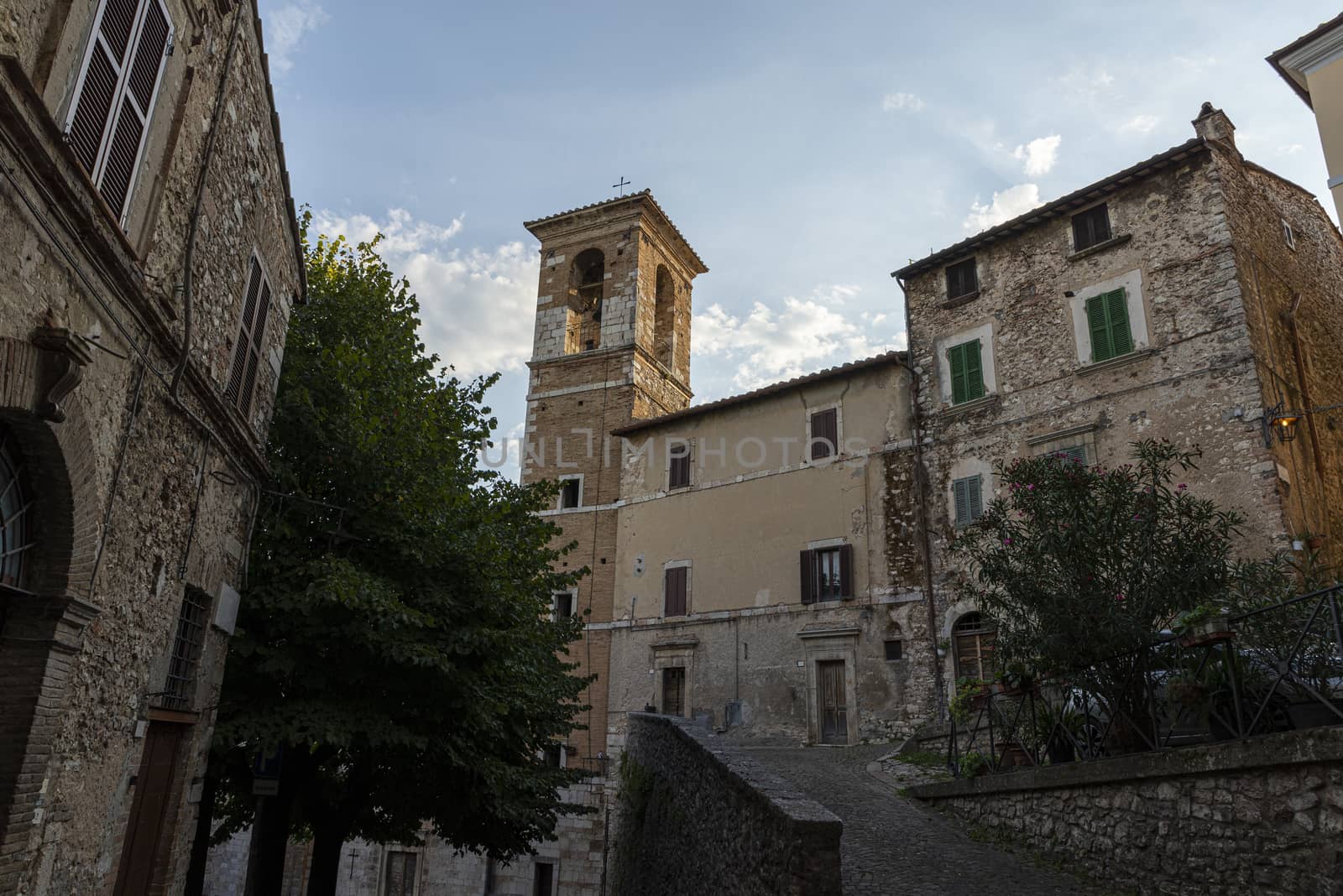 stroncone,italy september 11 2020:church of san michele arcangelo in the town of stroncone