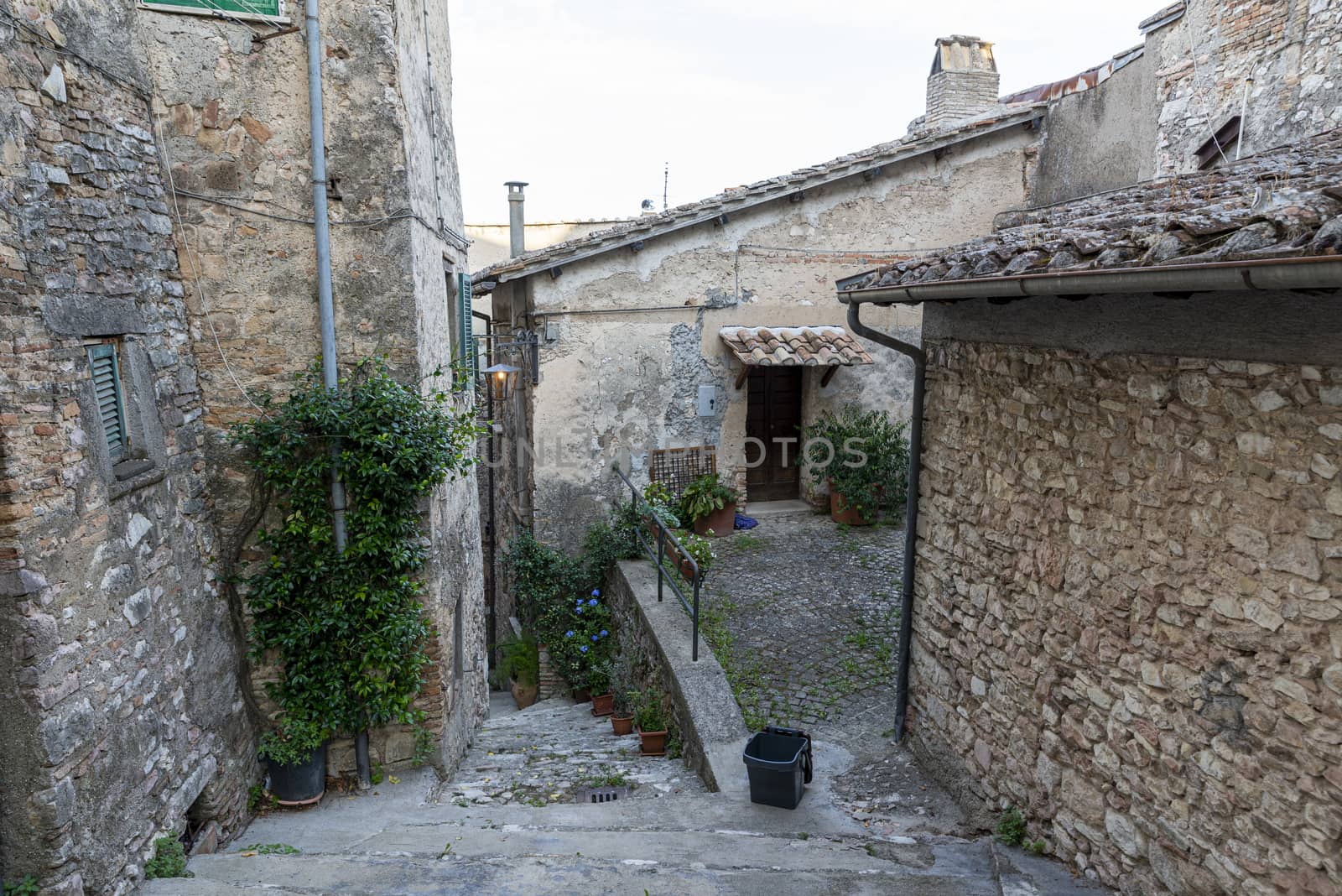 stroncone,italy september 11 2020:architecture of alleys and buildings in the country of stroncone