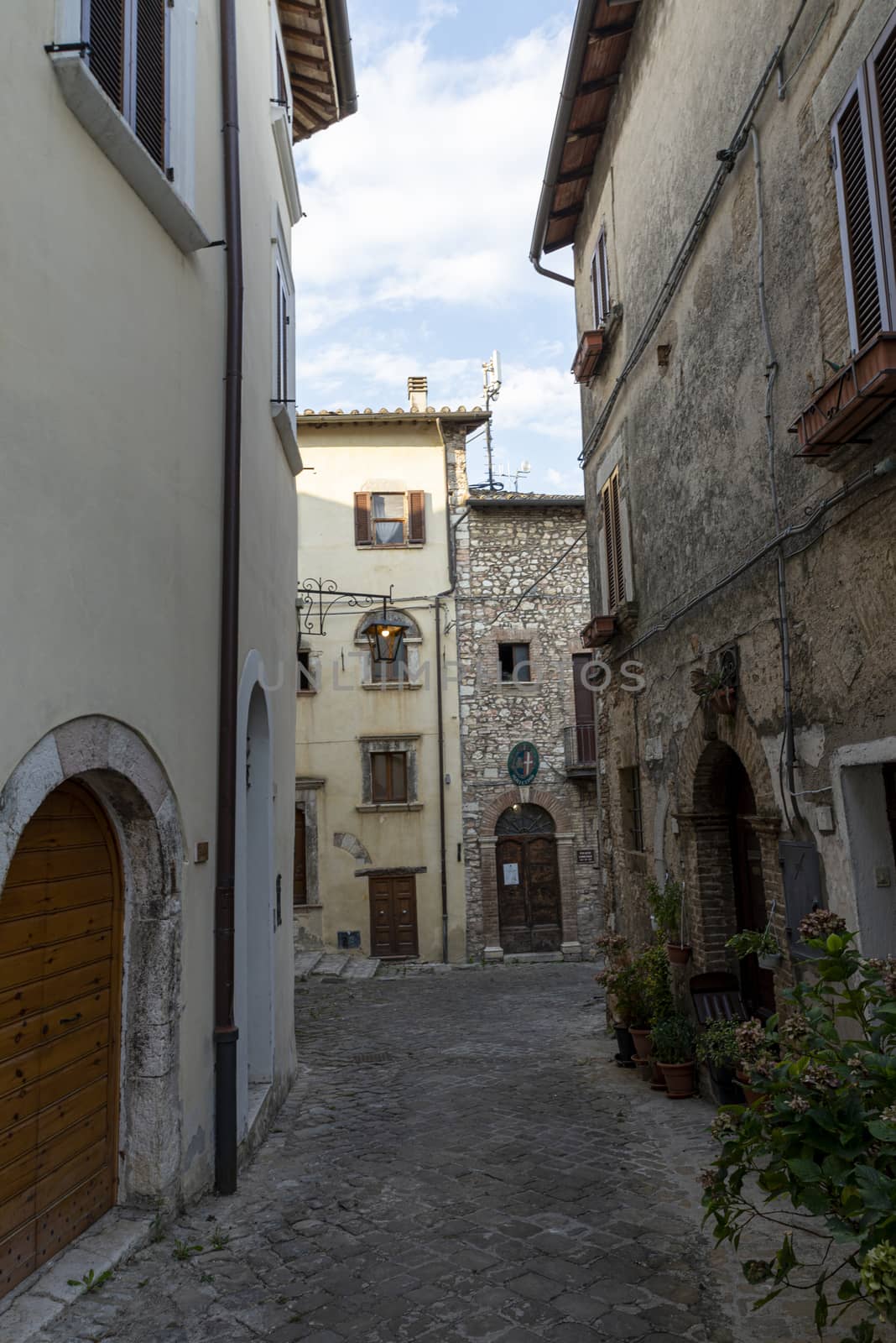 stroncone,italy september 11 2020:architecture of alleys and buildings in the country of stroncone