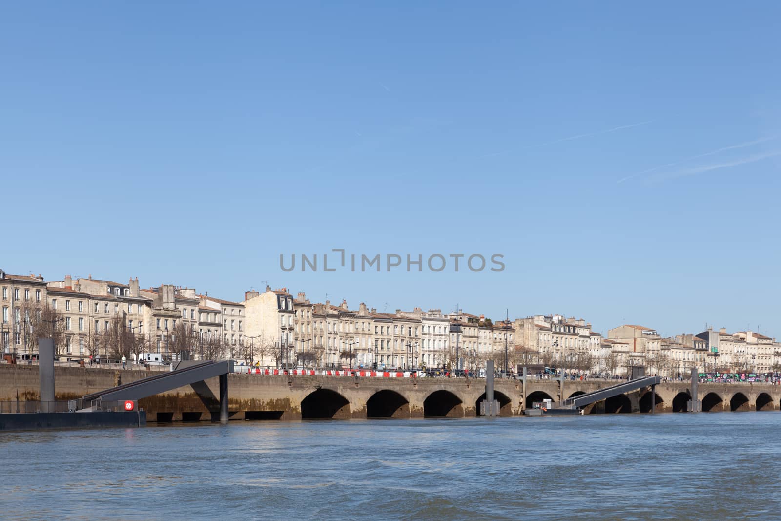 Bordeaux, France: 22 February 2020: Quays des Chartrons and de Bacalan on a bright sunny day