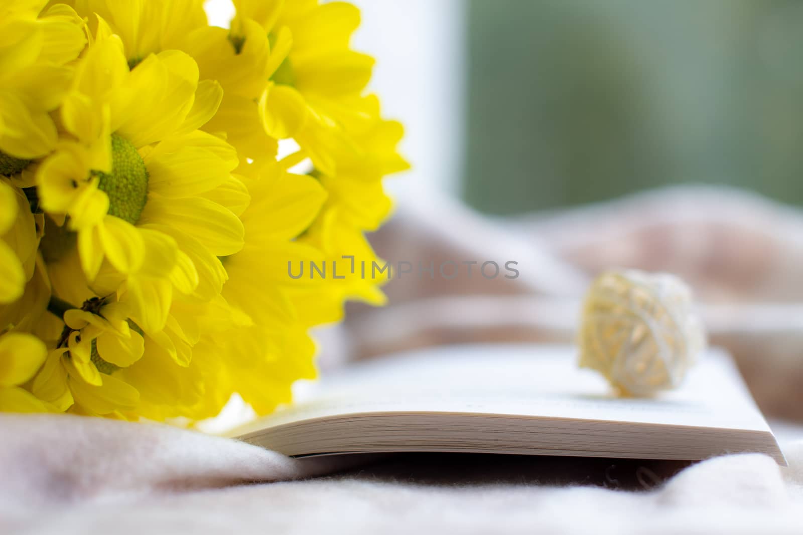 Yellow chrysanthemums in a bouquet on a different background. High quality photo