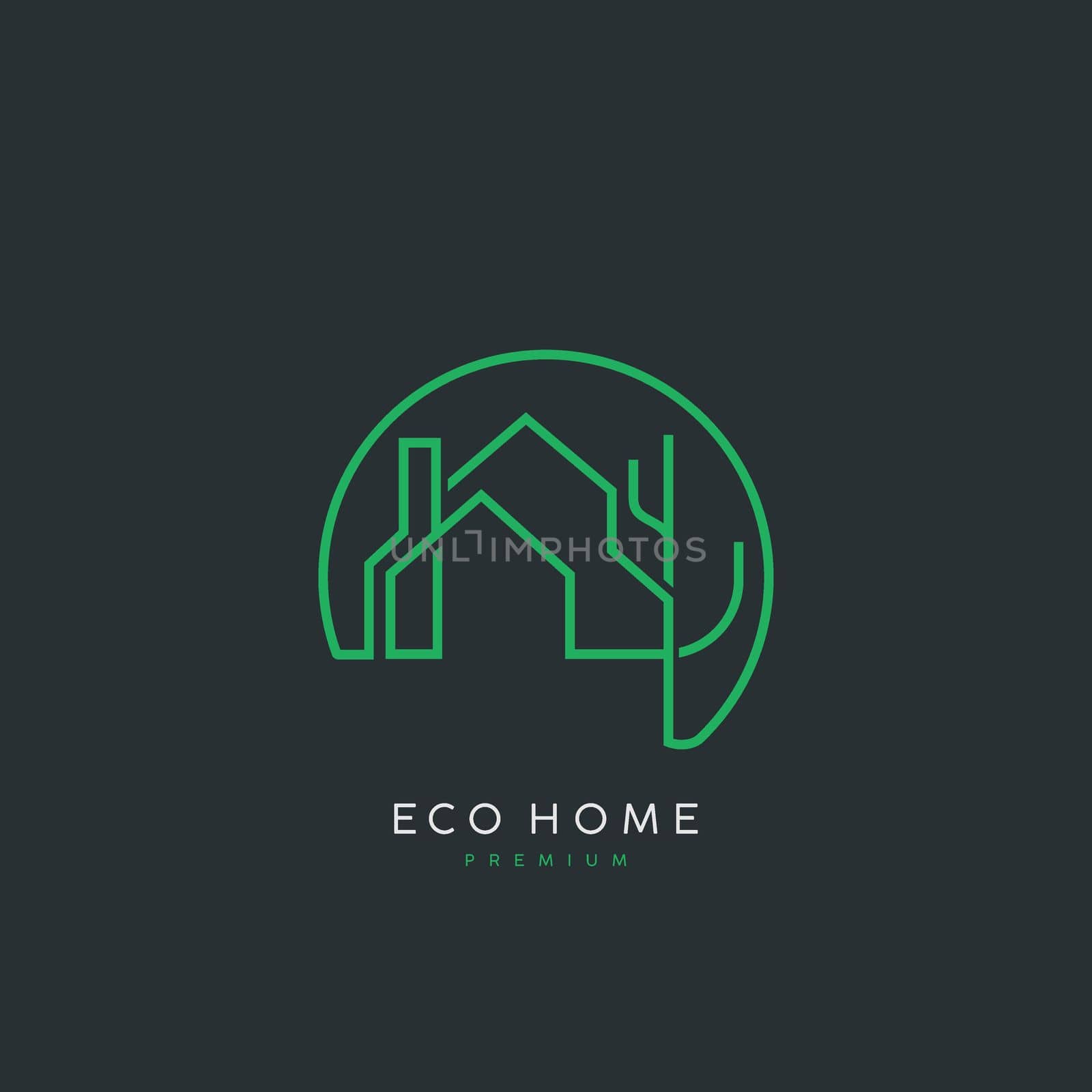 green house logo with line art concept. nature home vector elements stock illustration by IreIru