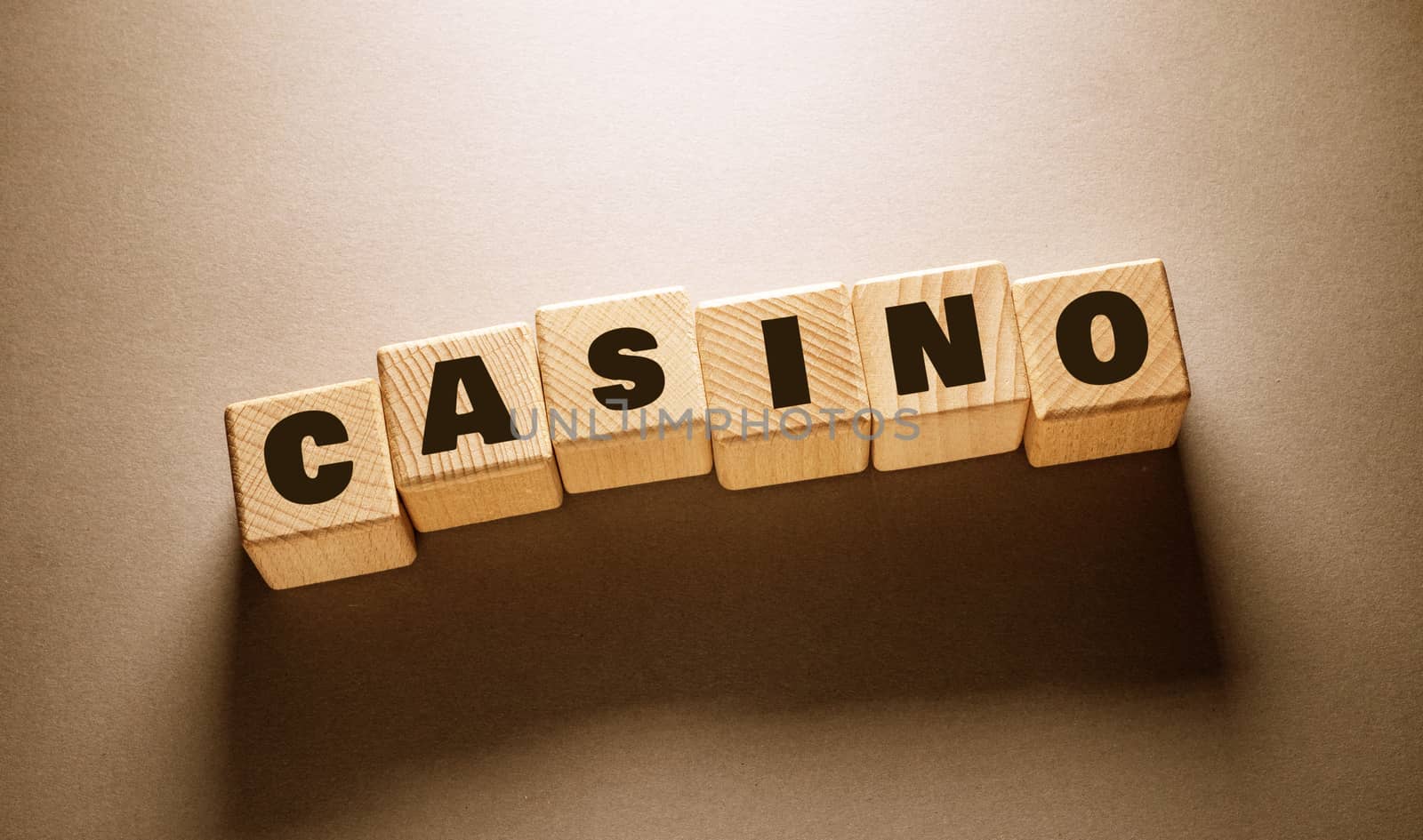 Casino Word with Wooden Cubes by Jievani