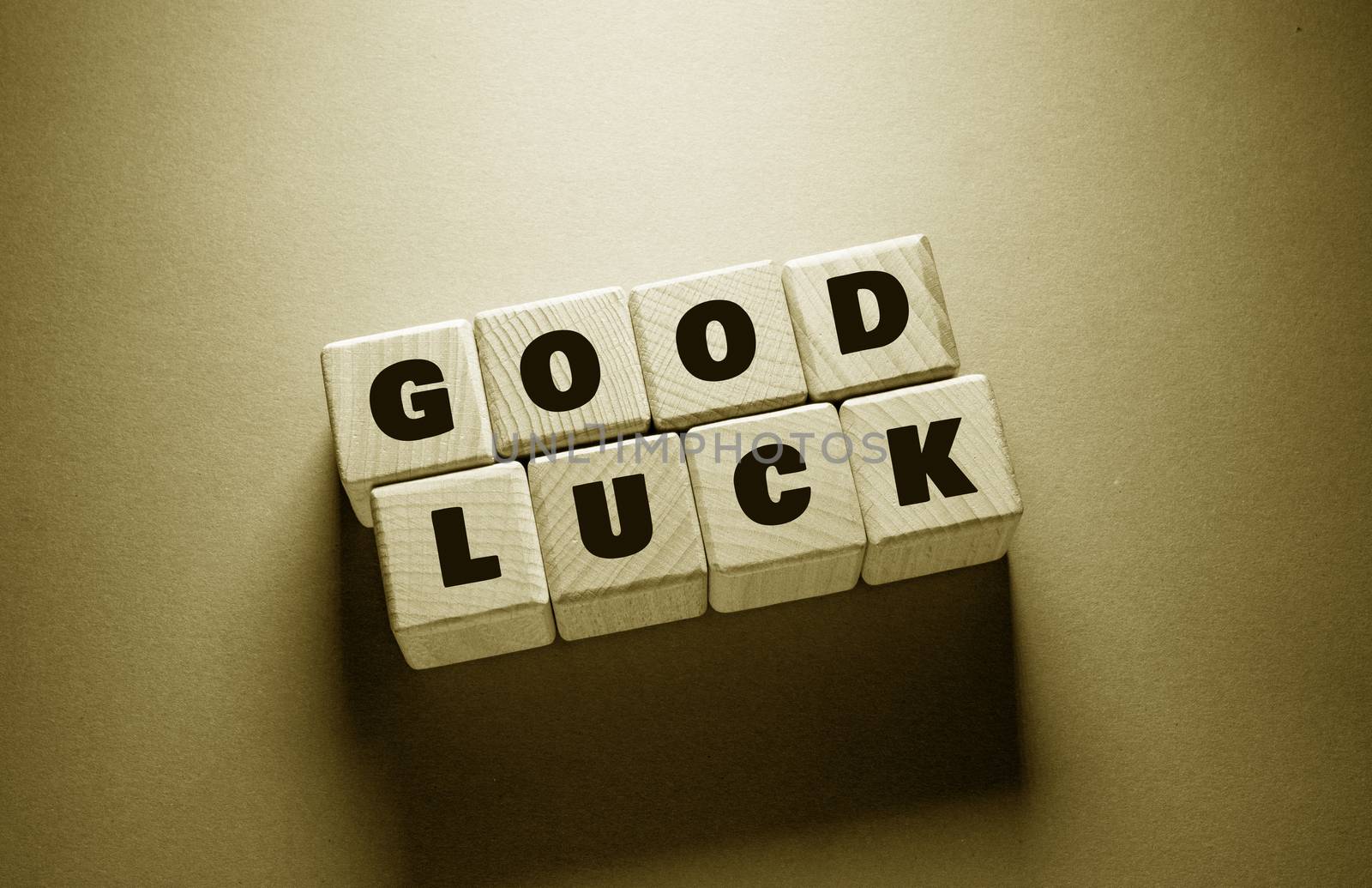 Good Luck Word with Wooden Cubes by Jievani