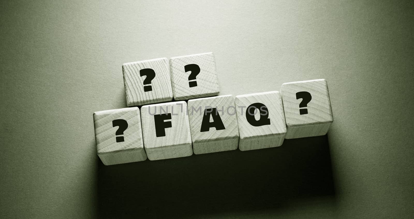 Faq Word with Wooden Cubes by Jievani