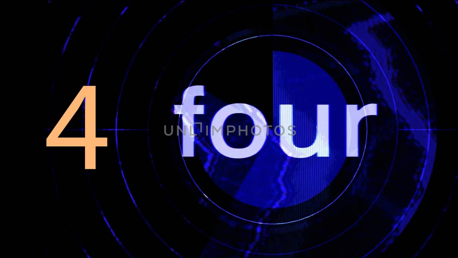 Glitched and blurred view of Number written as digit and in English text. Illustration of typography on black background.