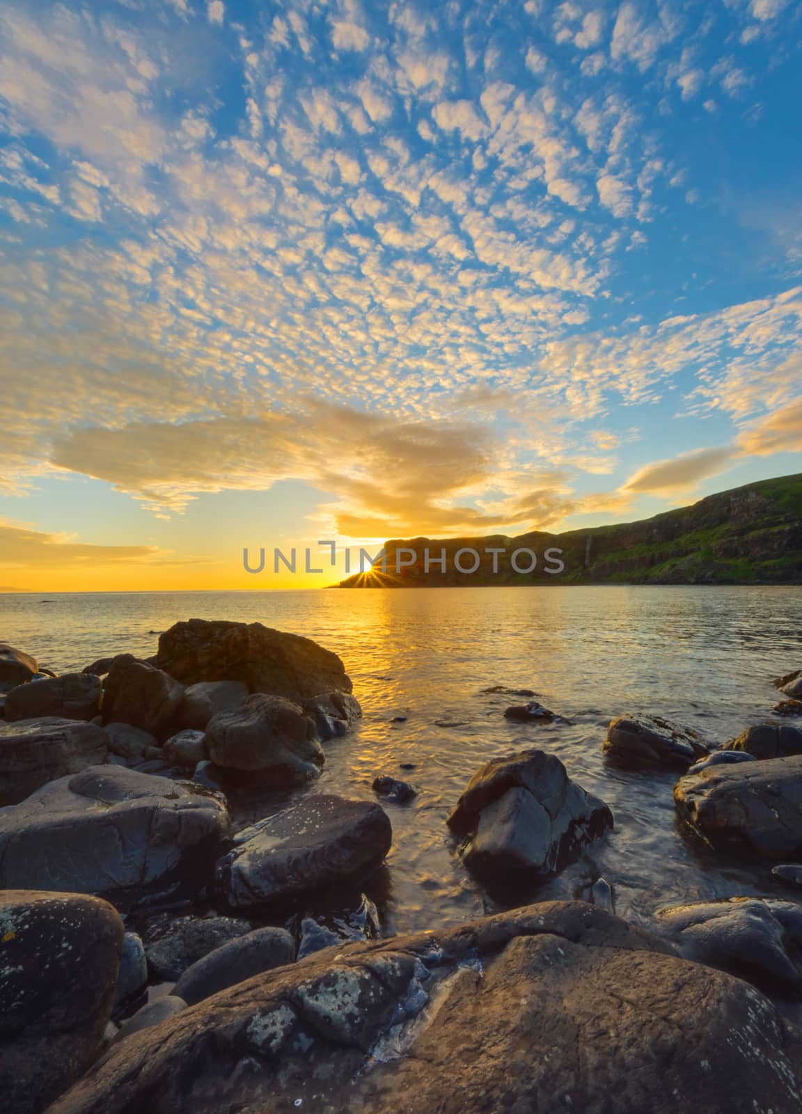 An amazing sunset on the Isle of Skye in Scotland