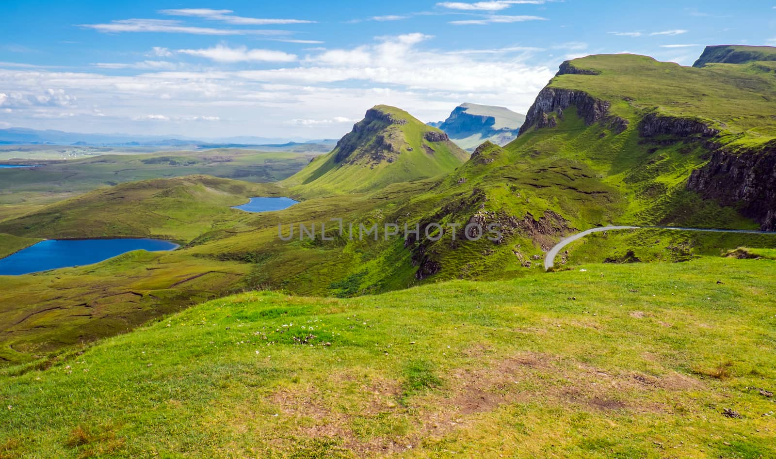 Green landscape on the Isle of Skye in Scotland