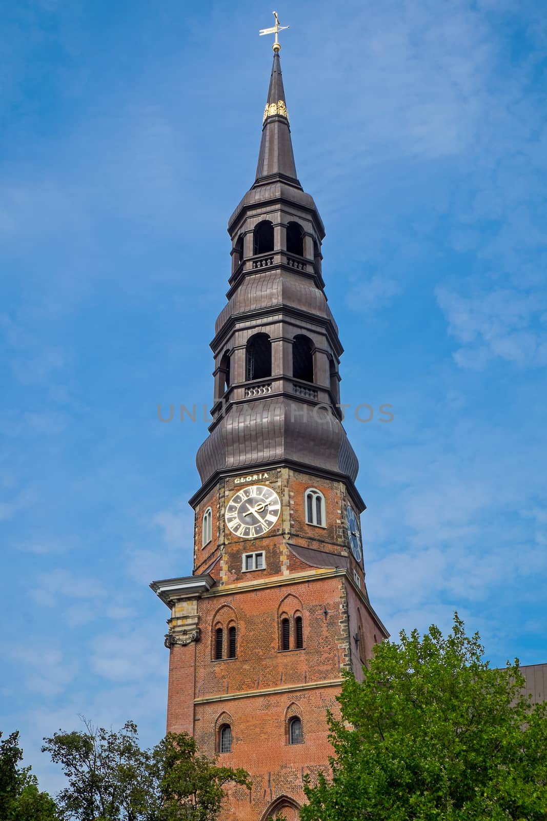 The tower of the Church of St. Catherine in Hamburg, Germany