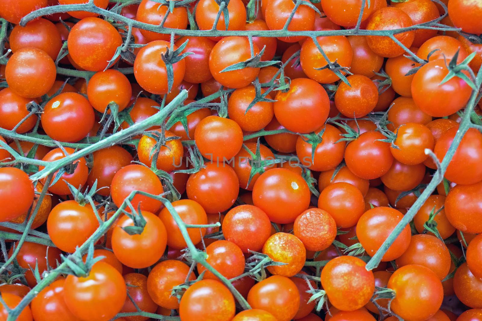 Some red ripe tomatoes for sale at a market