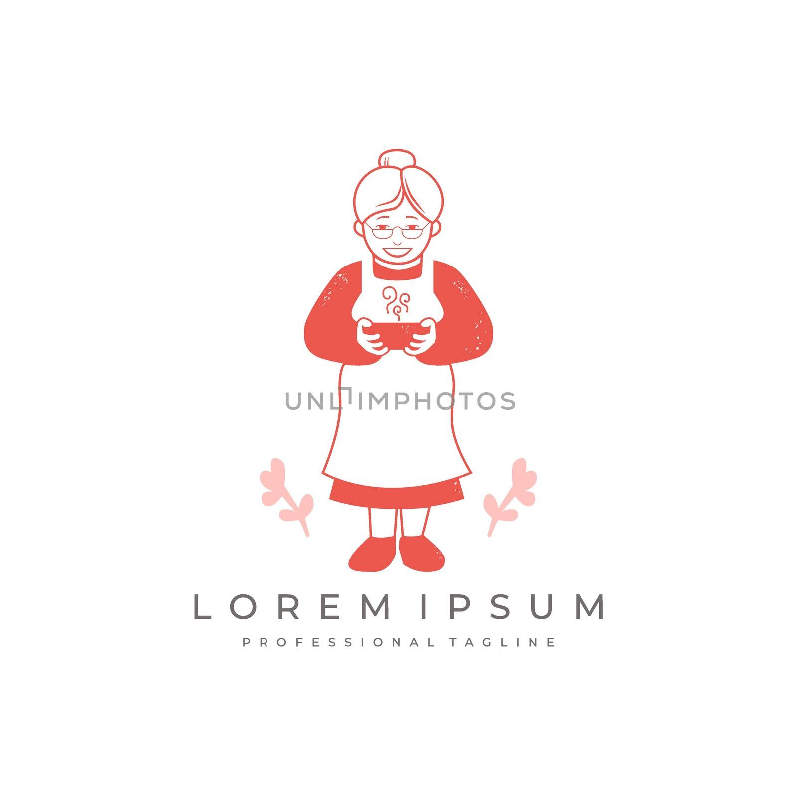 homemade mom cooking soup logo vector elements stock illustration.