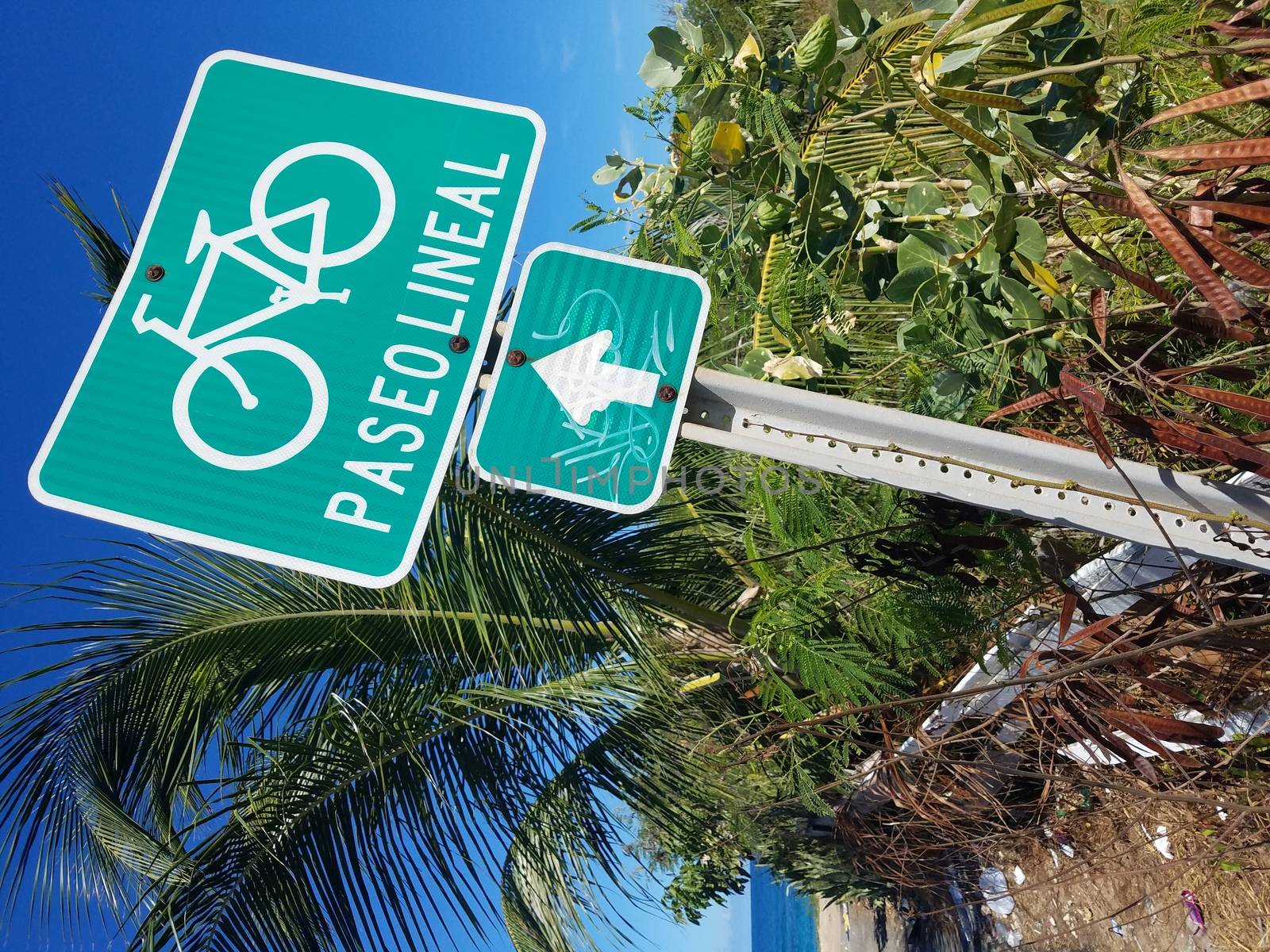 paseo lineal bike and walking trail or path sign in Isabela, Puerto Rico