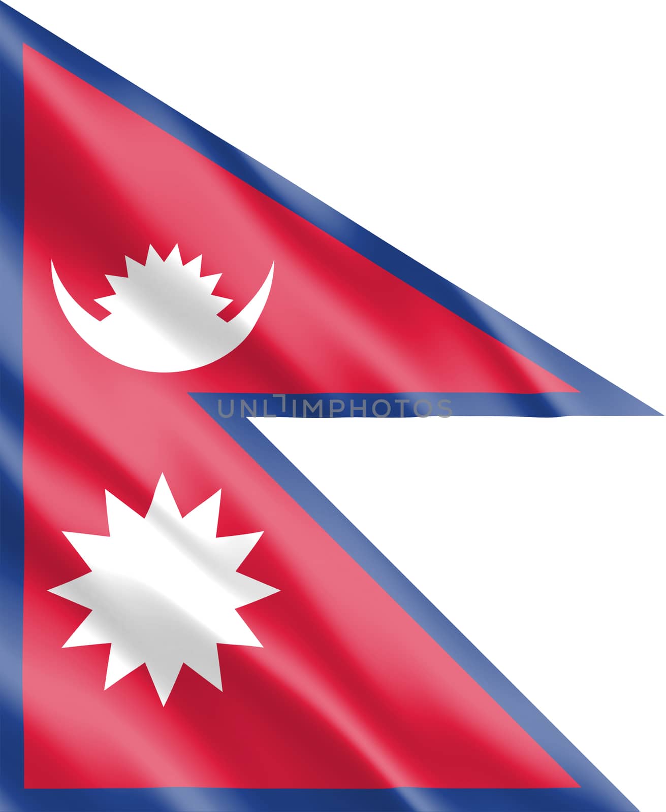 Silk wavy flag of Nepal graphic. Wavy Nepali flag illustration. Rippled Nepal country flag is a symbol of freedom, patriotism and independence. by Skylark