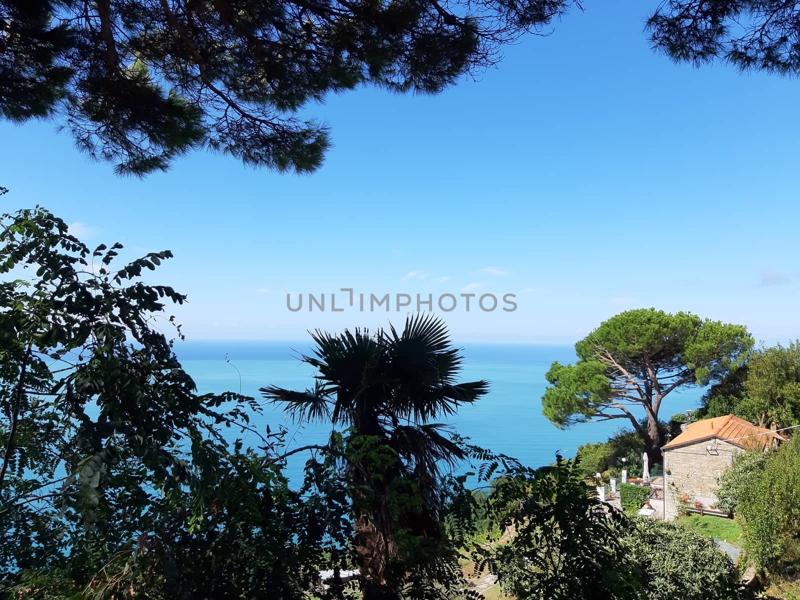 Cinque Terre, Italy - 09/02/2020: Beautiful landscape of a coastal fishing village, amazing view on many little colorful houses, traditional architecture of the little Italian town called Cinque Terre