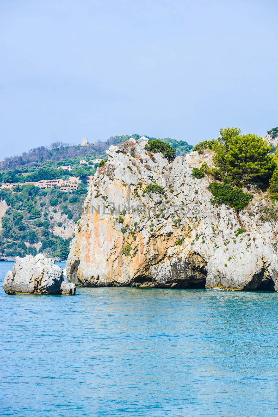 Italian cliffs and seaside rare view of Palinuro