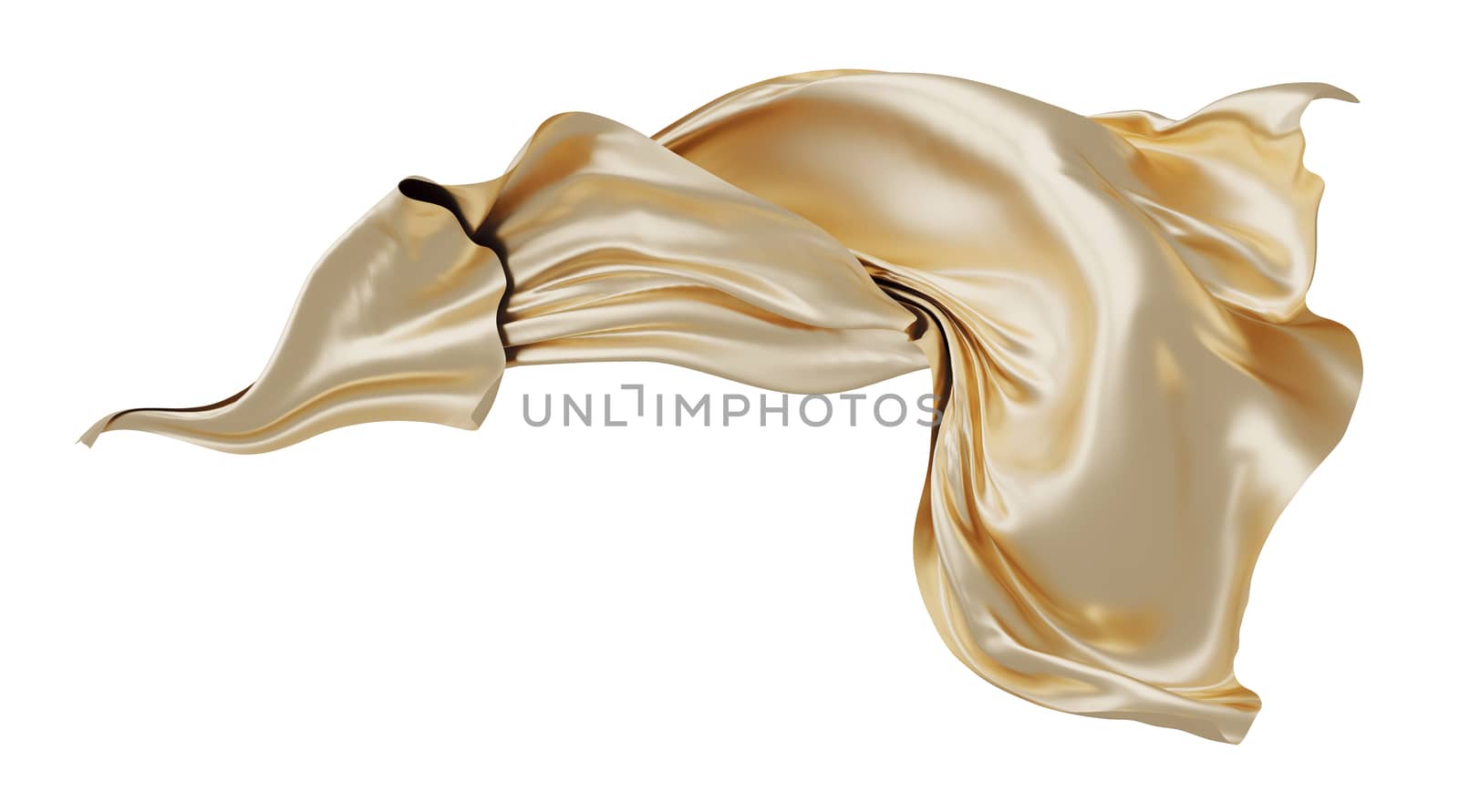 Golden luxury cloth flying in the wind isolated on white backgro by Myimagine