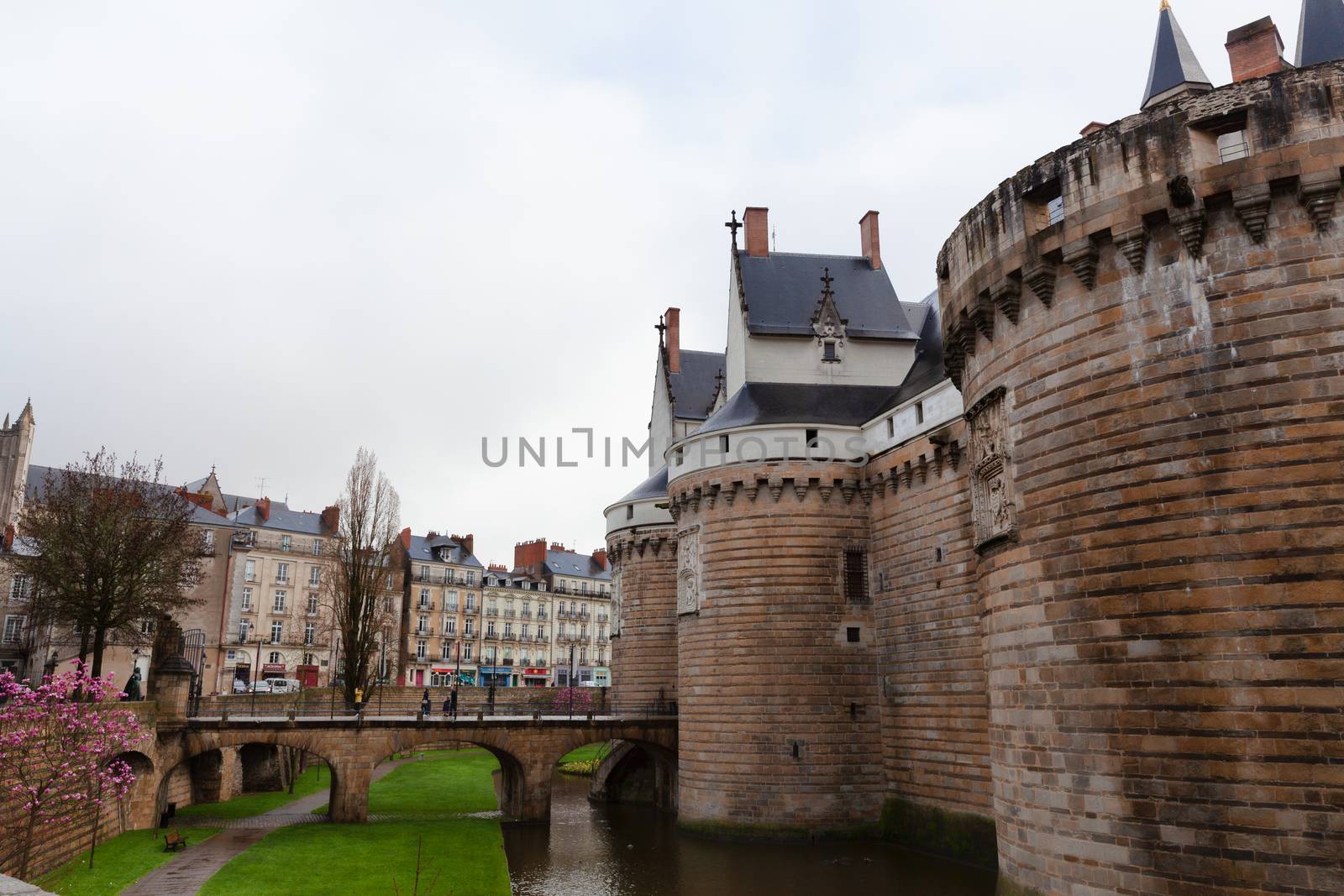 Nantes, France: 22 February 2020: Entrance to Castle of the Dukes of Brittany