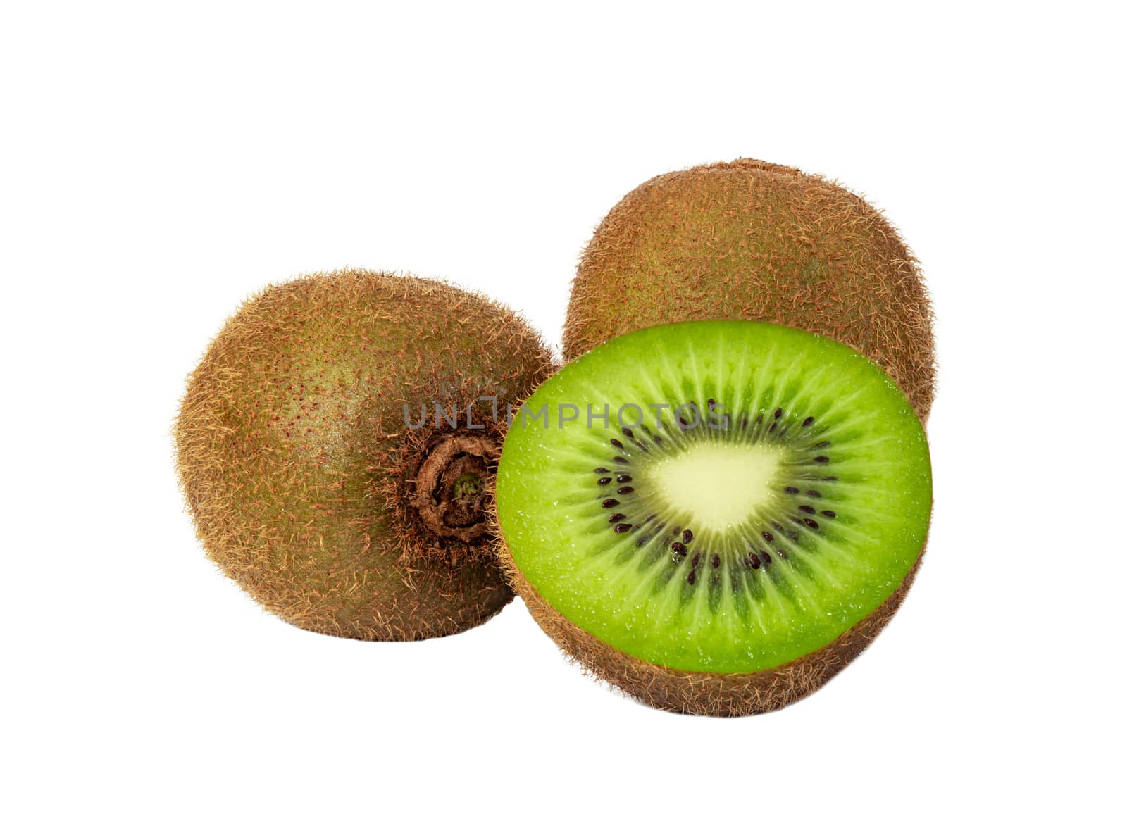 Kiwi fruit and slice isolated on white background