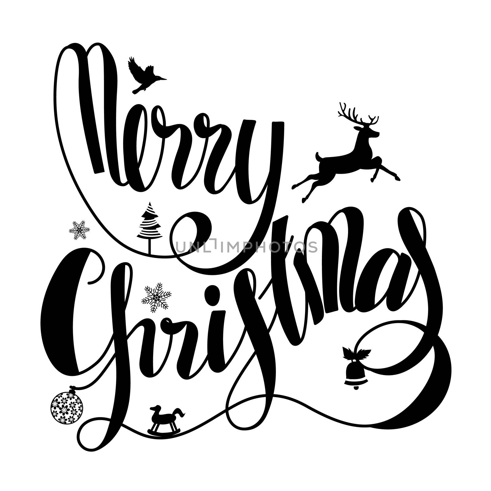 Merry Christmas lettering with symbol of Christmas by hadkhanong