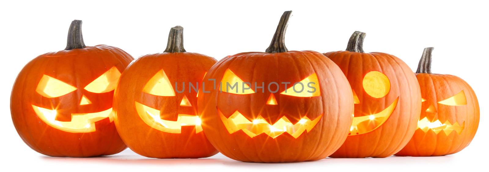 Halloween Pumpkins on white by Yellowj